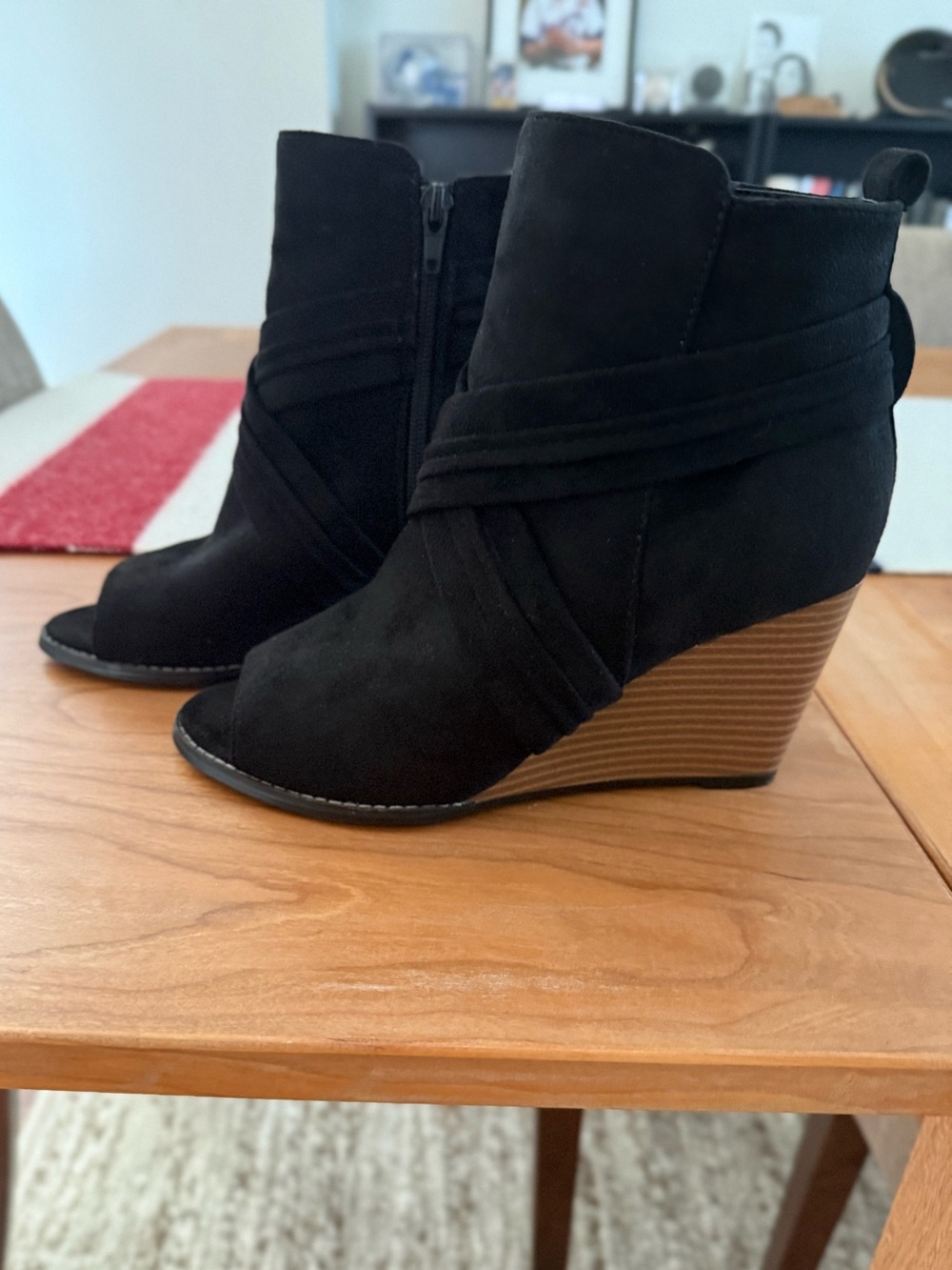 Journee Sabeena Peep Toe Wedge Bootie 7